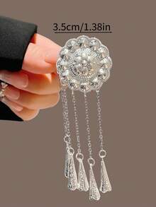 2个向日葵流苏发夹，爪夹，适用于刘海和后脑勺，发卡，发夹，鳄鱼夹，女士发饰，发卡 - 銀色 - 查看 5