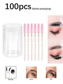 200/10 buc. Pensule pentru gene, Pensule pentru rimel (cu recipient), Pensule pentru sprâncene flexibile de unică folosință, Pensule pentru extensii de gene, Pensule pentru sprâncene, Pensule pentru ulei de ricin (Nu toate SKU-urile au sticle) (Mai multe culori disponibile)