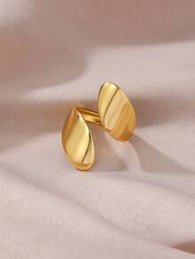Gold Teardrop Open Ring - Minimalist Finger Jewelry Suitable For Everyday Wear
