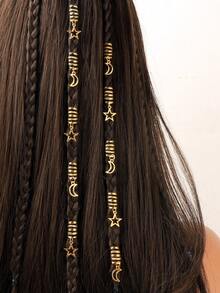 10件套开斋节金色镂空星月装饰套装，波西米亚风可爱嘻哈发夹、发带、发圈、编织发圈，开斋节礼物，派对配饰