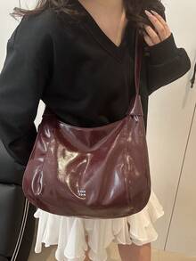 Fashionable Design One Shoulder Tote Bag For Women, Burgundy