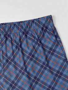 4pcs Men's Plaid Pajama Pants, Loose Comfortable Boxer Briefs With Elastic Waistband - Blue - View 9