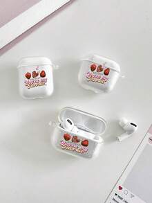 Strawberry Painted Transparent Fashion Bluetooth Earphone Case Compatible With AirPod Case, Headphones, Pro 3 Case, Pro (2nd Generation), 3, Pro, 1/2, 4 Case Cover