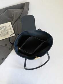 极简风格女士手提包，时尚百搭大容量单肩包，带拉链隔层的工作包 - 藏蓝色 - 查看 6