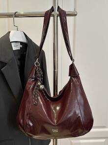 Fashionable Burgundy Tote Bag, Large Capacity Shoulder Bag For Women, Design - Burgundy - View 11