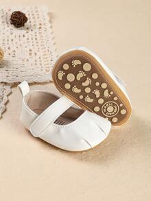 0-12 Months Infant Shoes, Minimalist Leather Shoes For Infant Girls, Durable Anti-Slip Soft Sole Toddler First Walking Shoes - White - View 2