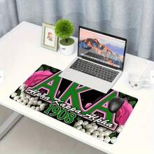 Alpha Alpha Sorority (AKA) 印花滑鼠墊-鮮豔綠色與粉色設計,耐用橡膠辦公與電競桌墊;萬聖節或聖誕節的理想禮物 - 彩色 - 查看 4
