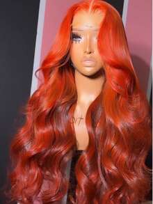 10-36英寸 180%密度 波浪卷蕾丝前假发 真人混纺发 13x4高清蕾丝前假发 真人混纺发 无胶假发 真人混纺发 预拔毛前额假发 真人混纺发 女士款 180%密度 波浪卷假发 带婴儿发 姜橙色 350 - S350 - 查看 2