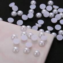 50pcs Half Round Hole Pearl, Suitable For Shoes, Clothing, Hats And Other Accessories
