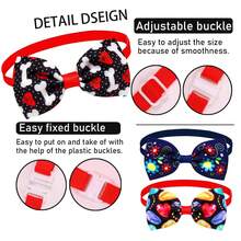 10个/套 随机狗狗领结，宠物颈带，可调节项圈，宠物美容蝴蝶结，适合圣诞节、生日、情人节、派对、狗狗摄影配饰、小型犬礼物 - 彩色 - 查看 4