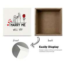Romantic Marriage Proposal Decorative Wooden Box - Engraved 'MARRY ME WILL YOU' With Kneeling Man & Red Rose Illustration, Small Red Hearts Accent, Ideal Valentine's Day Gift For Couples, Engagement Keepsake Box, Thoughtful Birthday Surprise For Fiancée/Fiancé - White - View 4