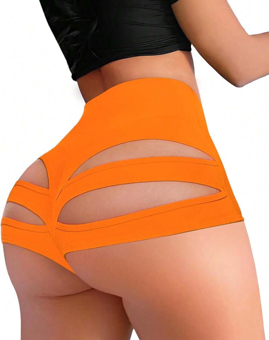 Cut Out Yoga Shorts Booty Butt Lifting Scrunch Shorts High Waisted Workout Gym Active Hot PantsA Valentine's Day F2JN - 1號橘子 - 查看 1