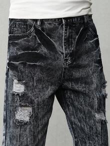 Teenage Boys' Casual Campus Fashion Straight Leg Denim Shorts, Versatile Streetwear - Navy Blue - View 7