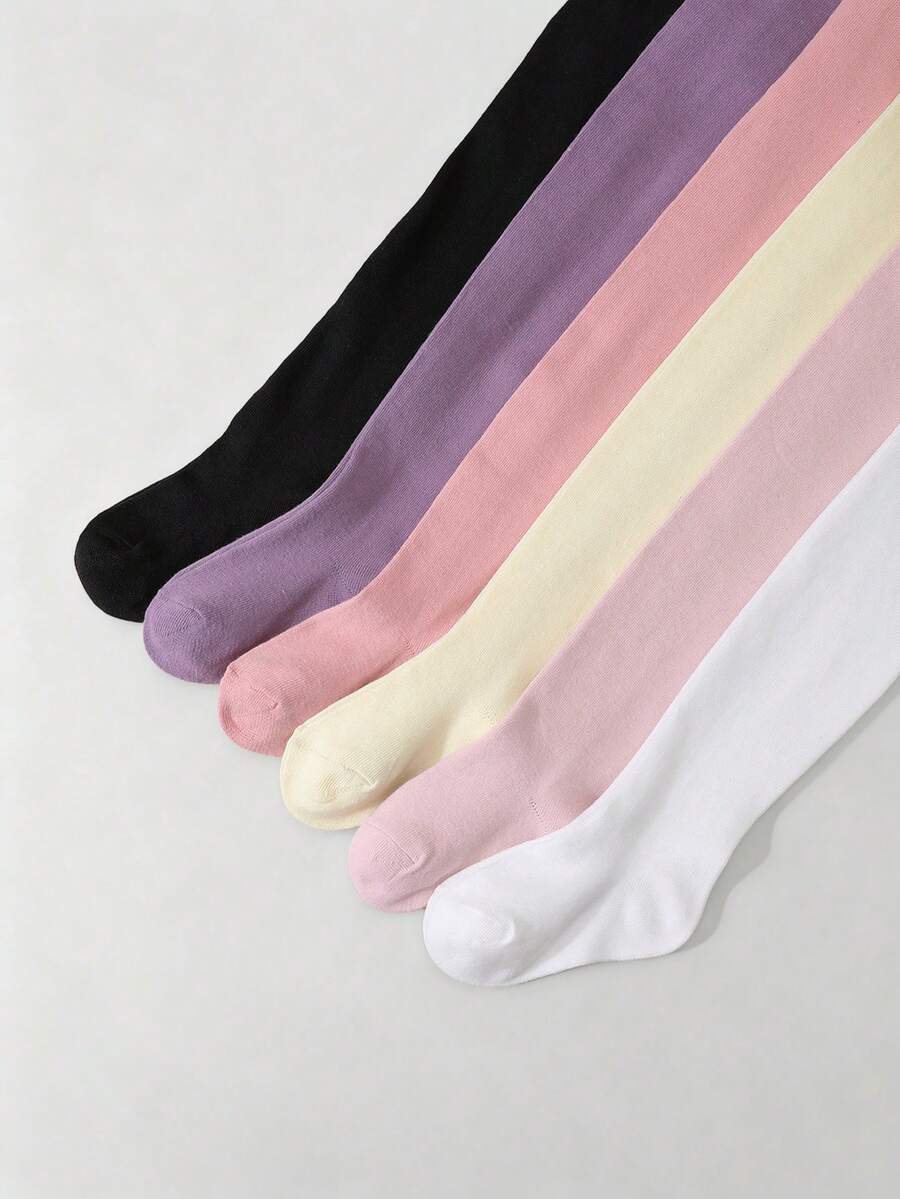6 chiếc quần legging bó sát màu trơn cho bé gái, kiểu dáng tối giản, dễ phối đồ, phù hợp cho bé gái mặc hàng ngày, mọi mùa.
