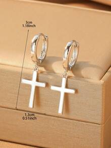 1pc Women's Rhinestone Cross Drop Earrings, Teardrop Diamond Long Earrings, Minimalist Elegant Versatile, Refined Not Flashy, Suitable For New Year, Birthday, Party - Multicolor - View 6