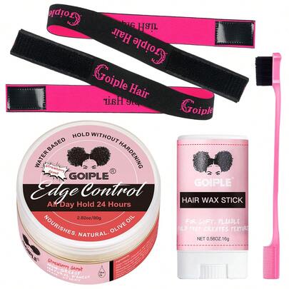 GOIPLE Hair Wax, Shapes Baby Bangs, Long-Lasting Hold, Solid Hair Wax, Comes With Adjustable Headband And Brush