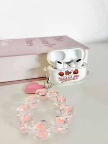 Strawberry Painted Transparent Fashion Bluetooth Earphone Case Compatible With AirPod Case, Headphones, Pro 3 Case, Pro (2nd Generation), 3, Pro, 1/2, 4 Case Cover