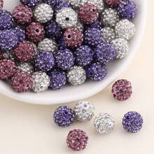 50 hạt gốm 10mm dùng làm vòng tay, vòng cổ, trang sức DIY - 50 hạt đất sét đính kim cương - Xem 28