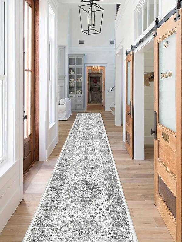 Bohemian Style Washable Non-Slip Hallway Rug, Suitable For Corridors, Farmhouse Style, Kitchen, Laundry Room, Entryway, Bathroom