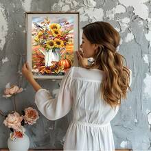 GHHKUD Diamond Painting Kits Autumn Sunflowers For Adults, DIY 5D Fall Diamond Painting, Full Drill Pumpkin Diamond Art Kits Art Pictures For Relaxation Gifts Home Wall Decor 30x40cm - 秋天 - 查看 6