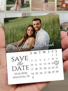 Customized Wedding Invitation Fridge Magnet (With Photo And Date) / Wedding Date Announcement Fridge Magnet / Wedding Photo Announcement Fridge Magnet / Party Invitation Photo Fridge Magnet - Multicolor 04 - View 4