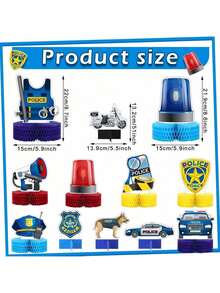 EstiloTendencia12 Piezas Centro De Mesa De Panal De PolicíA Decoraciones Para Fiestas TemáTicas De PolicíA Topper De Mesa De Bola De Pastel De Tema De CumpleañOs En 3D Para Suministros De Fiesta De GraduacióNCalidad PremiumVersióN Mejorada - 1 - Ver 3