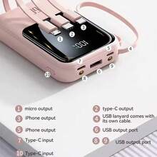 黑色移动电源，小巧便携，支持PD20W快充，配备手电筒，电池容量10000mAh，兼容/安卓手机，适合夏季假期户外旅行/露营以及应急备用电源，是送给家人、朋友的生日礼物，也是旅行、情人节的理想之选。 - 黑色 - 查看 2