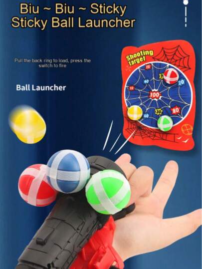1 Set Kids Spider Web Shooter Sticky Ball Toy With Target, Dress Up Accessories, Christmas Gift For Boys