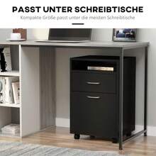 Black Rolling Filing Cabinet, 40 X 35 X 60 Cm With Drawer, For Office And Home Office, Space-Saving And Functional - 黑色 - 查看 2