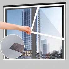 1pc Mosquito Nets For Window,Anti-Mosquito Window Screens,Mesh Anti Insect Air Tulle Invisible Black Fiberglass Mosquitoes And Flies,Simple Detachable Window Screen, No-Drill, Hook And Loop-Attached Screen Mesh - Gray Mesh With White Edges - View 3