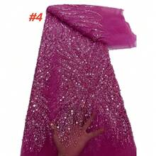 Premium French Mesh Embroidered Sequin Lace Fabric 2026, High-Quality Nigerian Shiny Sequin Lace Fabric, Suitable For Wedding Gown And Dress Making - Multicolor - View 6