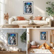 GHHKUD Diamond Painting Kits Two Wolves For Adults, DIY 5D Animals Diamond Painting, Full Drill Wolf Couple Diamond Art Kits Art Pictures For Relaxation Gifts Home Wall Decor 30x40cm - 兩隻狼 - 查看 4