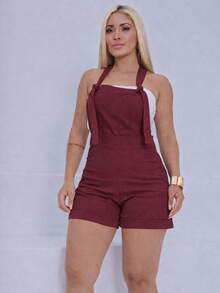 Women's MARIA Jumpsuit In Premium Linen Fabric With Pockets And Side Zipper - 紫紅色 - 查看 3