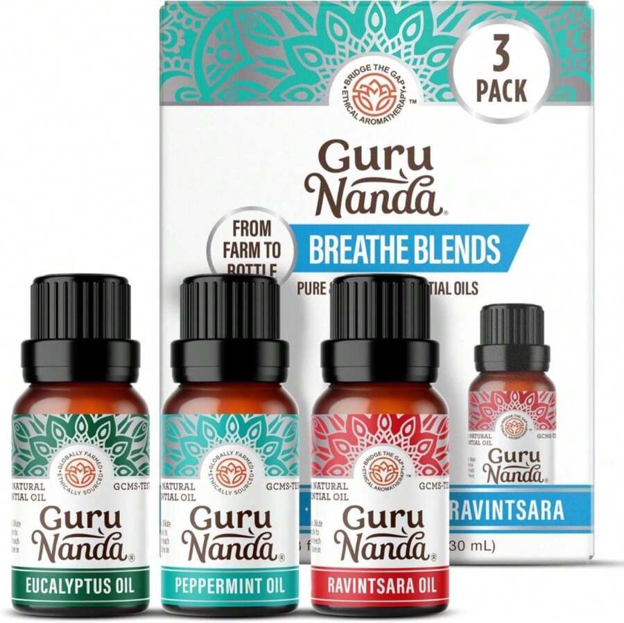 GuruNanda Essential Oils Set For Diffusers, 100% Pure, Aromatherapy, Massage, Candle &Amp; Soap Making Lavender, Peppermint, Eucalyptus, Grapefruit, Lemongrass, Ylang Ylang 033 Fl Oz (Pack Of 6) - ColorB - 查看 1