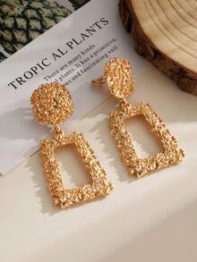 Yanxyad Clip On Earrings For Women Statement Clip On Earrings, Gold Plated Large Geometric Clip Earrings Square Rectangle Round Clip Dangle Earrings Non Pierced Earrings Set - Gold - View 17