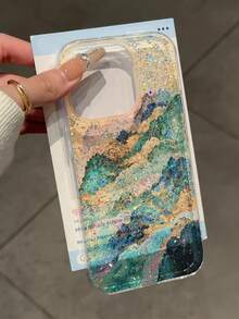 Premium IMD Glitter Gradient Glossy Mountain Painting Shockproof Phone Case Compatible With IPhone 17pro/17Air /17/17promax 16/11/16pro/16plus/16promax/16e/15Promax/13/14/12/XS/XR/7G/8P, Premium Glitter Gradient Gloss Case Compatible With Iphone 15Promax, New 14 Anti-Fall 13 Male Female 12/11 Ultra-Thin Matte 14promax/11/14/13/ Premium Plus Minimalist 15 Soft Silicone Shockproof Phone Protective Case - Multicolor - View 3