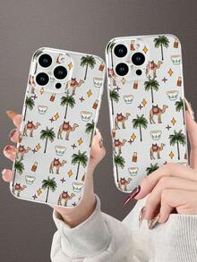 Middle East 1pc Camel & Palm Tree Printed Soft Transparent Protective Phone Case, Fashionable Natural Style Suitable As Gift For Girlfriend, Sister, Friend, Aunt, Mom, Couples, Birthdays - Compatible With IPhone 17/16/15/14/13/12/11/Pro/ProMax/X/XR/XS/XSMax/7/8/Plus And Models - Clear - View 6