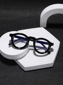 1 副男士圆形眼镜框，休闲风格，聚碳酸酯轻质镜框，适用于电脑游戏、居家办公，带眼镜盒 - 彩色 - 查看 5