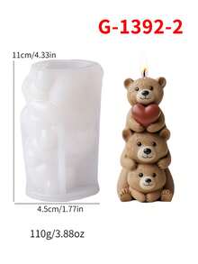 1pc Stacked Bear Shaped Candle Silicone Mold - White - View 7