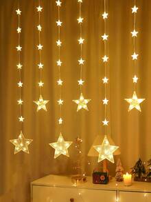 1pc 2m/2.56ft 69 LED Indoor Decorative Starry Curtain Lights, Battery Powered, Twinkle Lights, Bedroom Wall Decor Fairy LED String Lights, Wedding Party Decor Lights, Outdoor Starry Lights, Valentine's Day Decor Lights - Nhiều màu - Xem 2