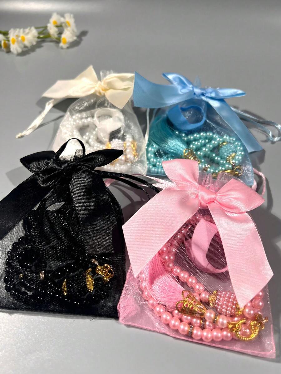 New Bow Organza Bag Set (99 Muslim Prayer Beads + Finger Rosary Counter), Multi-Purpose Counter, Suitable For Men And Women, Ideal For Holiday Gifts, Prayer Counting, Etc. - Multicolor - View 1
