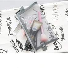Clear Multi-Use Zipper Pouch For Makeup, Exam Supplies, Stationery & Document Organizer, Simple Cosmetic & School Bag