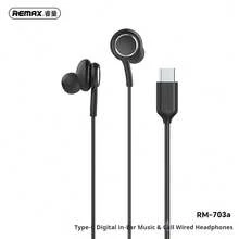 REMAX 睿量 Type-c數位版入耳式音樂通話有線耳機 RM-703a - 黑色 - 查看 1
