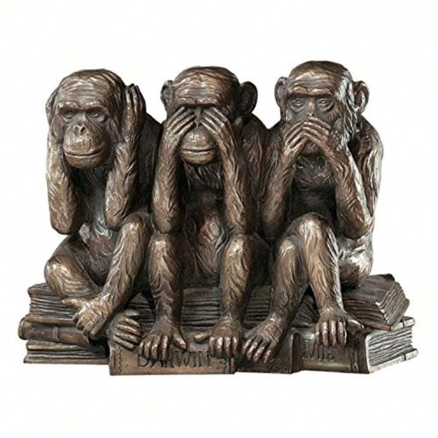 The Hear-No See-No Speak-No Evil Monkeys Statue In Faux Bronze [Kitchen] - Faux Bronze Finish - View 1
