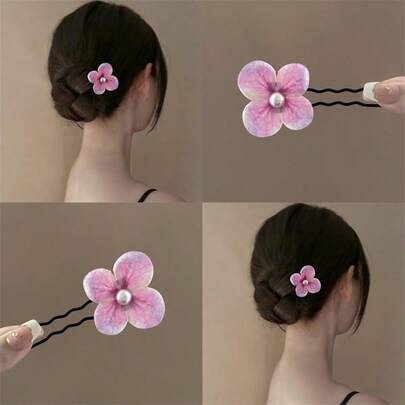 1 pieza Pinza de pelo floral hecha a mano, elegante pasador de pelo para mujeres, accesorio versátil para primavera/verano, adecuado para fotos al aire libre, vestidos de novia, vestidos de gala, vestidos, fiestas de cumpleaños