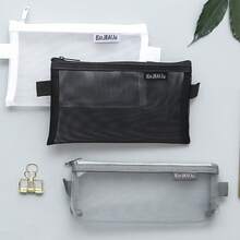 Clear Multi-Use Zipper Pouch For Makeup, Exam Supplies, Stationery & Document Organizer, Simple Cosmetic & School Bag
