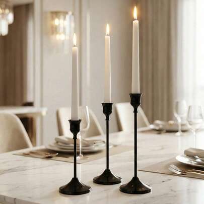 1 Bộ (3 chiếc) Chân nến cổ điển, Chân nến trang trí cho lò sưởi, bàn ăn, đám cưới, tiệc tùng (Không bao gồm nến)