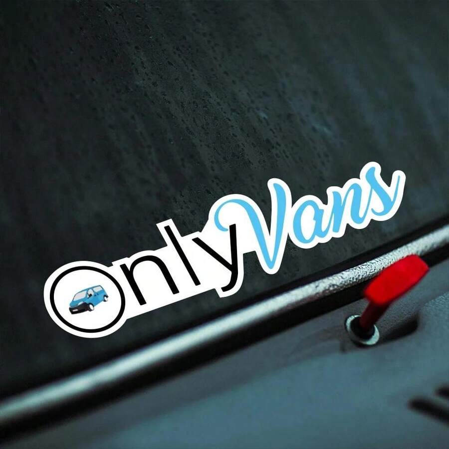 1张趣味汽车贴纸“OnlyVans”，适用于面包车、小型货车、MPV、车身车窗PVC贴纸，汽车装饰贴纸 - 1件 - 查看 1