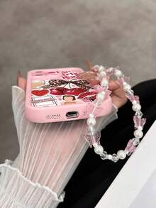 Cherry Painted Groove Pink Additional Bracelet Thick Precision Hole Simple Anti-Drop Thick Phone Protective Case Printed Compatible With IPhone 17/17 Pro Max/ 16/ 16 Pro/ 16 Pro Max/ 16 Plus 15 XR /7/8 15 Pro Max/12 Pro Max/13 Pro Max/14 Pro Max 13 14 11 12p 14 Women P11 Soft Shell P12 Anti-Drop XS.XR /78P.78GES2 Compatible With Redmi Phone Case - Multicolor - View 4