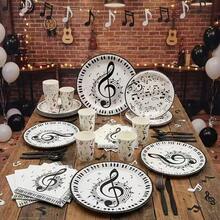 51/81 件音符和歌唱主题纸质餐具 | 包括餐盘、甜点盘、纸杯、餐巾纸和桌布 | 适用于婚礼、生日、毕业典礼、新年、感恩节、野餐、露营和其他派对用品。 - 彩色 - 查看 2